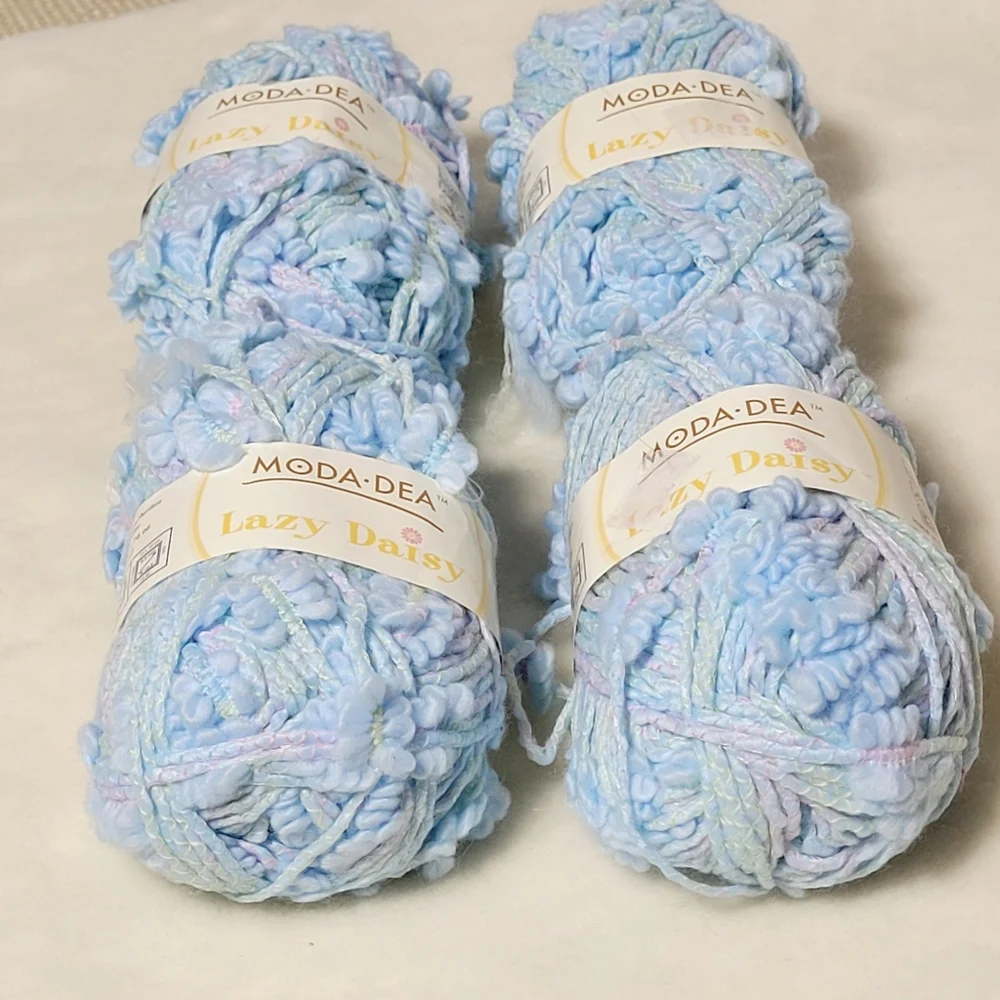 MODA-DEA Lazy Daisy Yarn #3812 Sky Blue 4 Skeins Made in Italy